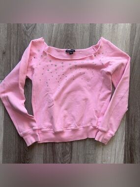 bebe - Vintage Y2K bebe Sport - Pink Crystal-Embellished Sweatshirt Top